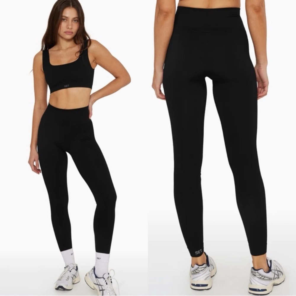 SET ACTIVE SculptFlex Seamless Black Ribbed Leggings
